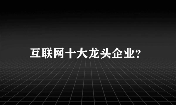 互联网十大龙头企业？