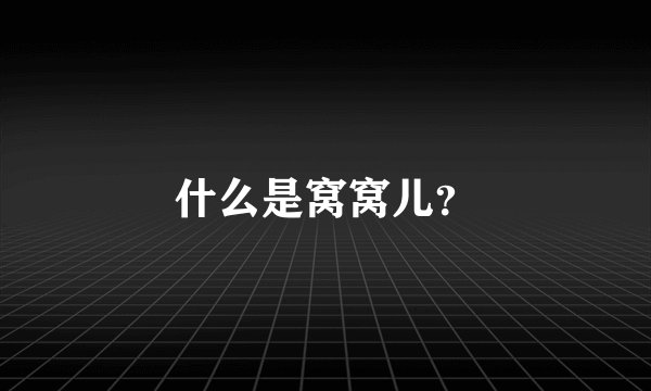 什么是窝窝儿？
