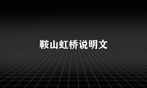 鞍山虹桥说明文