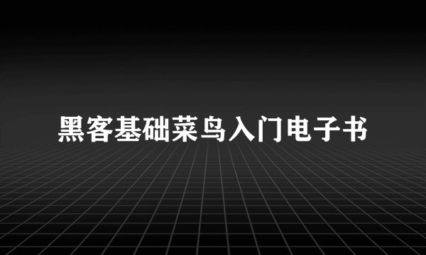 黑客基础菜鸟入门电子书