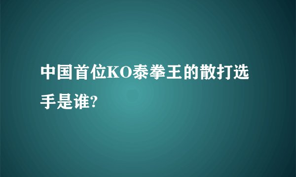 中国首位KO泰拳王的散打选手是谁?