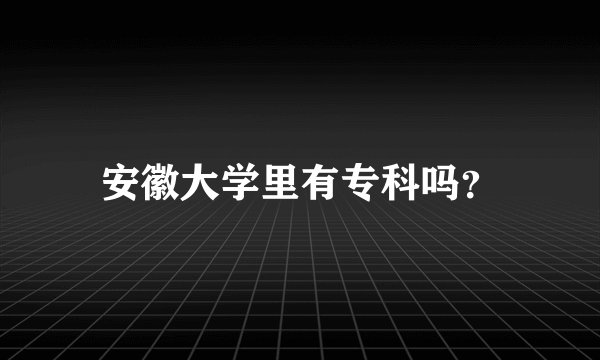 安徽大学里有专科吗？