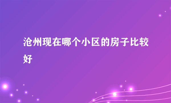 沧州现在哪个小区的房子比较好