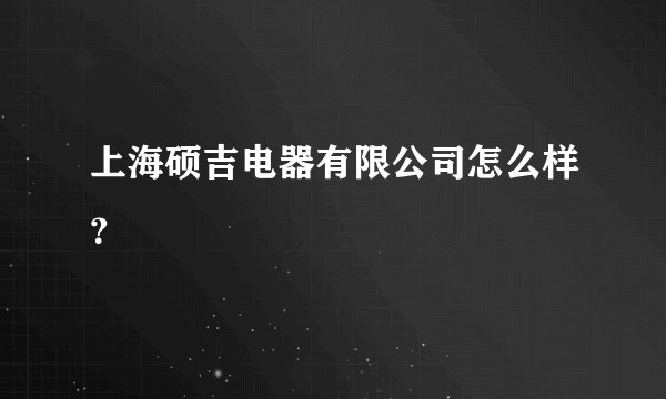 上海硕吉电器有限公司怎么样?
