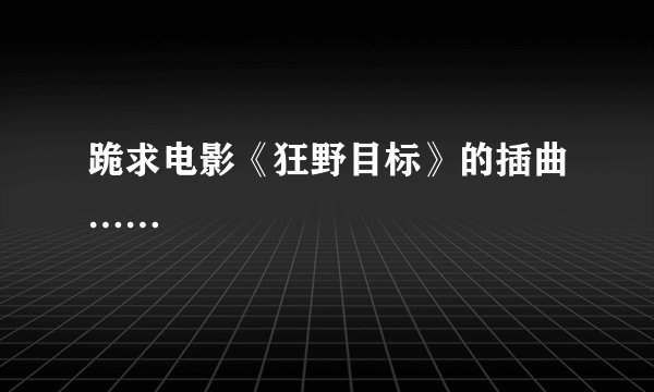 跪求电影《狂野目标》的插曲……