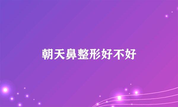 朝天鼻整形好不好