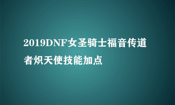 2019DNF女圣骑士福音传道者炽天使技能加点