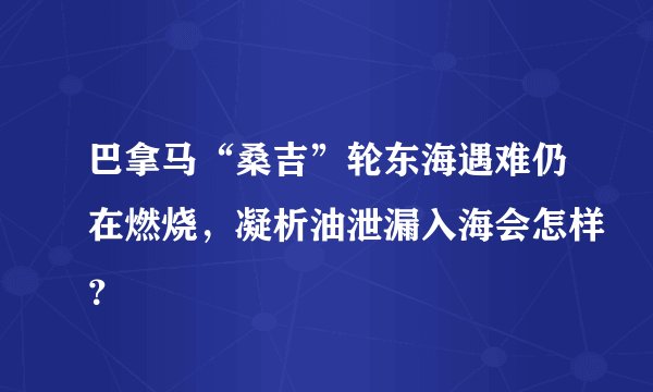 巴拿马“桑吉”轮东海遇难仍在燃烧,凝析油泄漏入海会怎样?