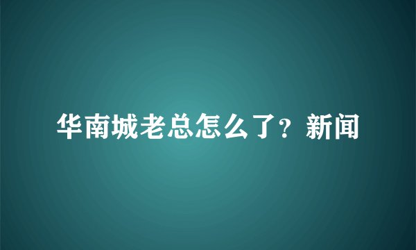 华南城老总怎么了？新闻