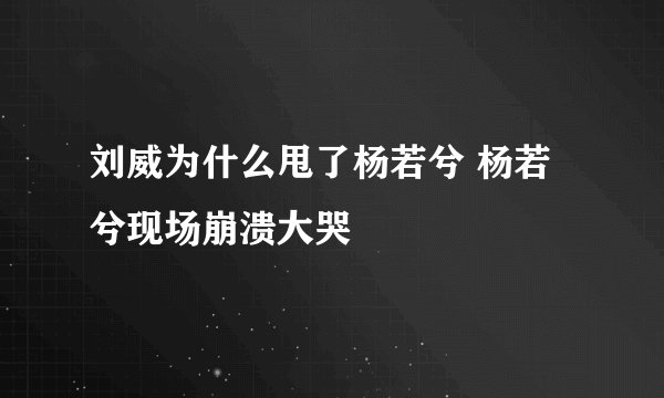刘威为什么甩了杨若兮 杨若兮现场崩溃大哭