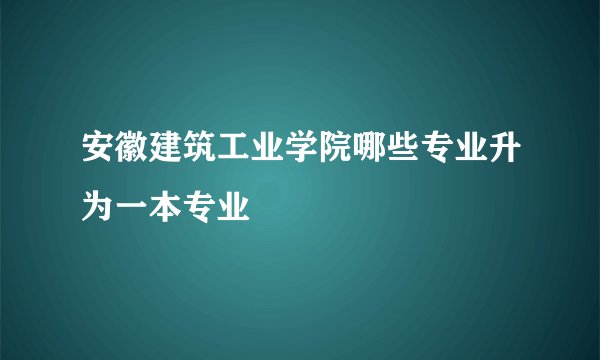 安徽建筑工业学院哪些专业升为一本专业