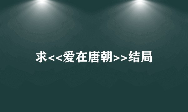 求<<爱在唐朝>>结局