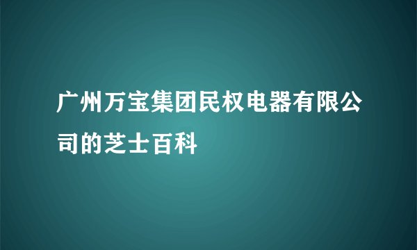 广州万宝集团民权电器有限公司的芝士百科