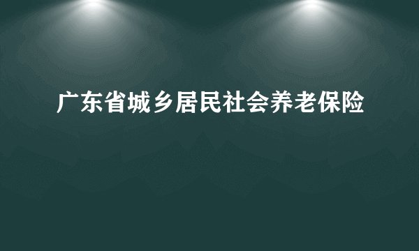 广东省城乡居民社会养老保险