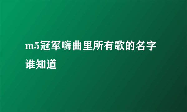 m5冠军嗨曲里所有歌的名字谁知道