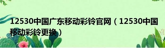 12530中国广东移动彩铃官网（12530中国移动彩铃更换）