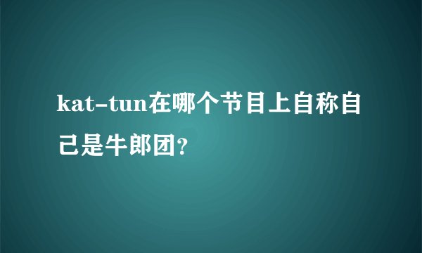 kat-tun在哪个节目上自称自己是牛郎团？