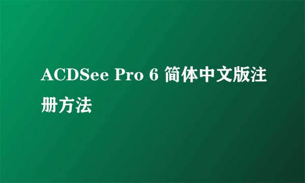 ACDSee Pro 6 简体中文版注册方法