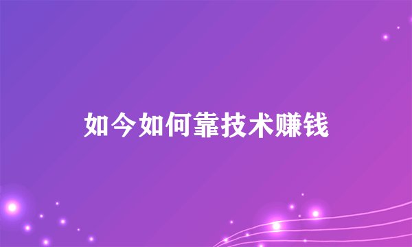 如今如何靠技术赚钱
