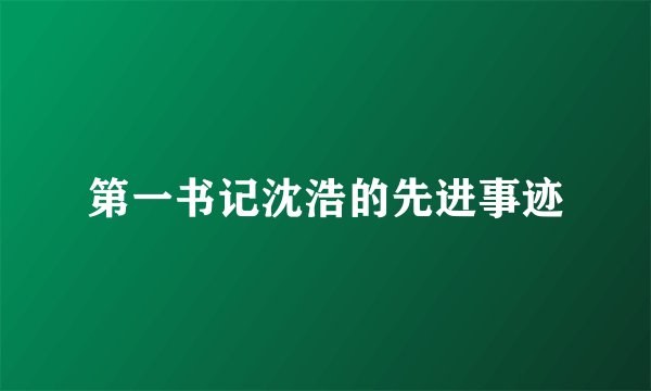 第一书记沈浩的先进事迹