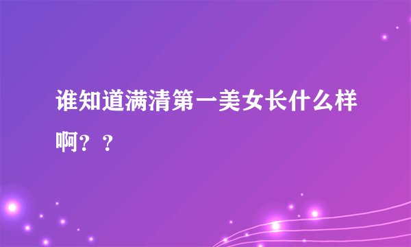 谁知道满清第一美女长什么样啊？？