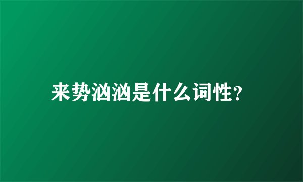 来势汹汹是什么词性？