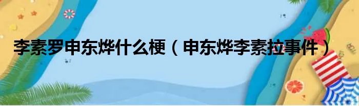 李素罗申东烨什么梗（申东烨李素拉事件）