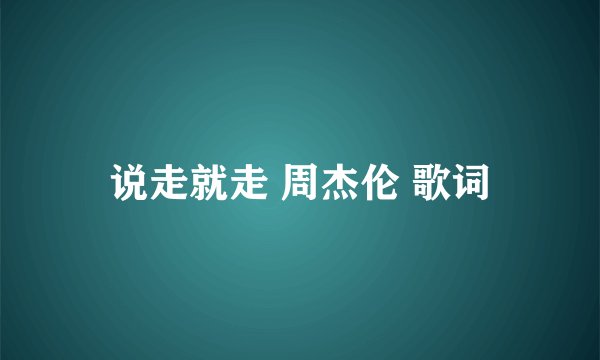 说走就走 周杰伦 歌词