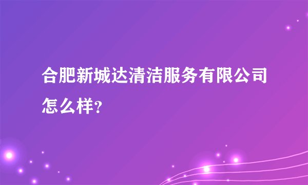合肥新城达清洁服务有限公司怎么样?