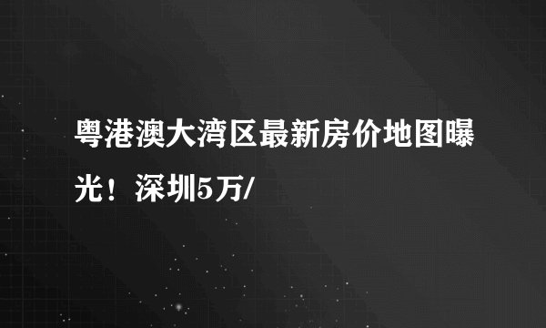 粤港澳大湾区最新房价地图曝光！深圳5万/㎡