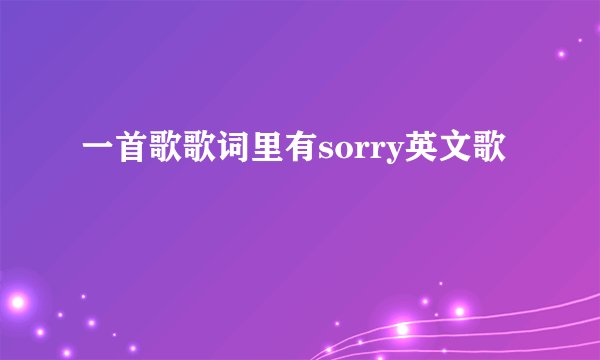 一首歌歌词里有sorry英文歌