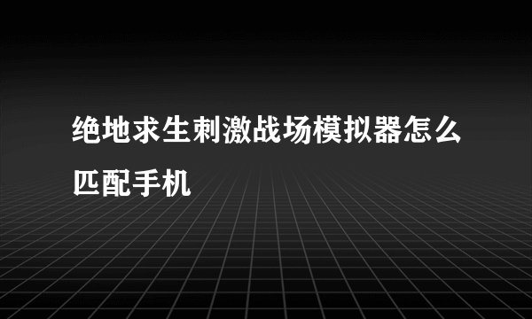 绝地求生刺激战场模拟器怎么匹配手机
