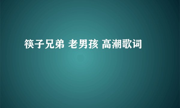 筷子兄弟 老男孩 高潮歌词