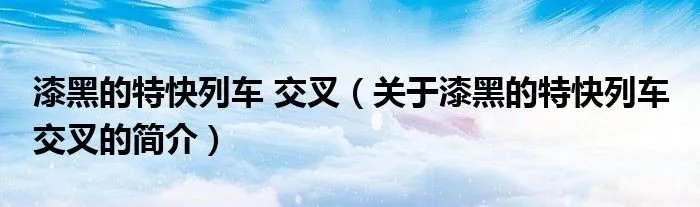 漆黑的特快列车 交叉（关于漆黑的特快列车 交叉的简介）