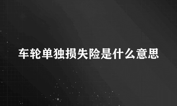 车轮单独损失险是什么意思