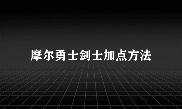 摩尔勇士剑士加点方法