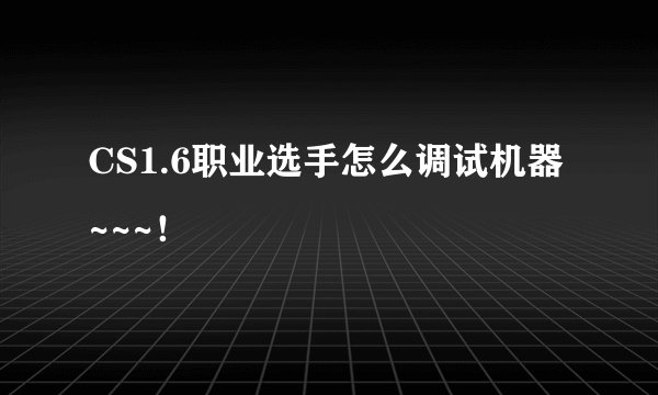CS1.6职业选手怎么调试机器~~~!