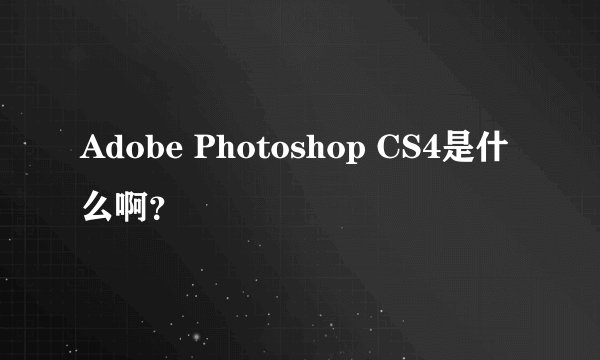 Adobe Photoshop CS4是什么啊？