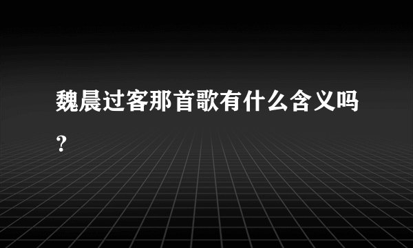 魏晨过客那首歌有什么含义吗？