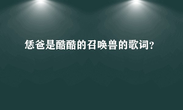 恁爸是酷酷的召唤兽的歌词？