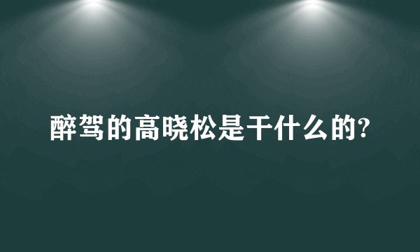 醉驾的高晓松是干什么的?