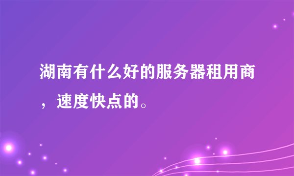 湖南有什么好的服务器租用商，速度快点的。