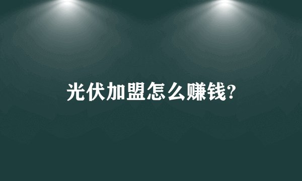 光伏加盟怎么赚钱?