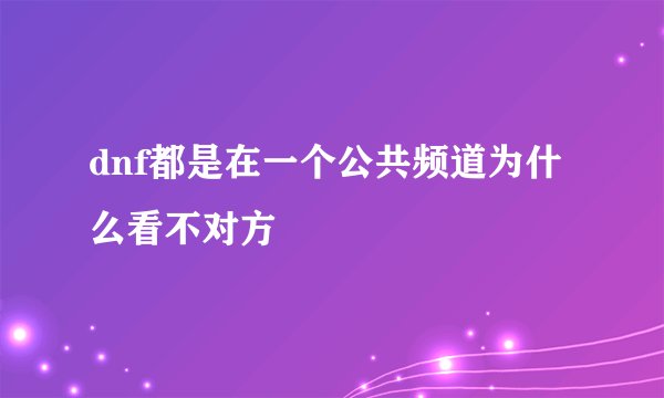 dnf都是在一个公共频道为什么看不对方