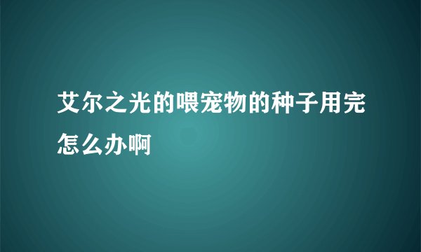 艾尔之光的喂宠物的种子用完怎么办啊