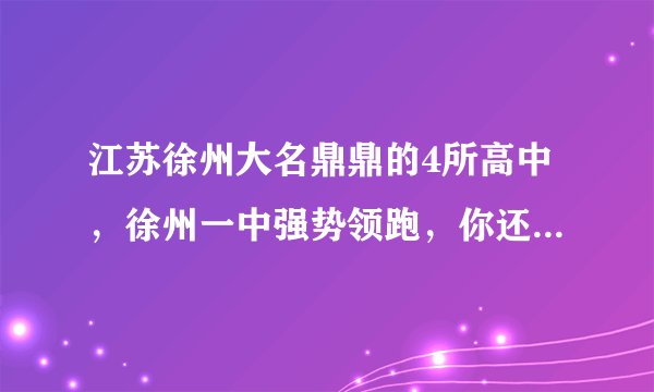 江苏徐州大名鼎鼎的4所高中，徐州一中强势领跑，你还知道几所？