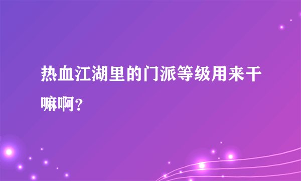 热血江湖里的门派等级用来干嘛啊？