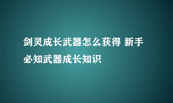 剑灵成长武器怎么获得 新手必知武器成长知识