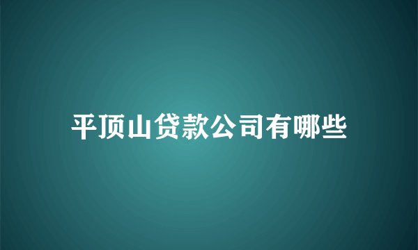 平顶山贷款公司有哪些
