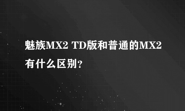 魅族MX2 TD版和普通的MX2有什么区别？